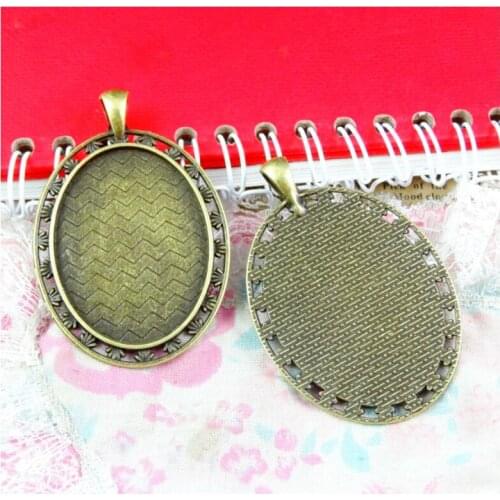 10 pcs/lot 30*40mm Antique Bronze Plated Charms Pendant Blank Base Cabochon Cameo DIY Jewelry accessories