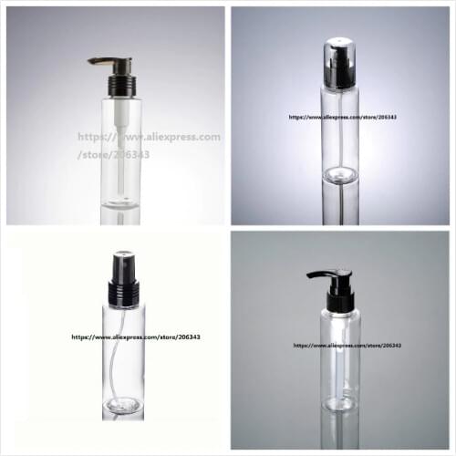 120ML TRANSPARENT Plastic PET bottle with black pump/mist sprayer pump for lotion/emulsion/shampoo/toner sprayer packing