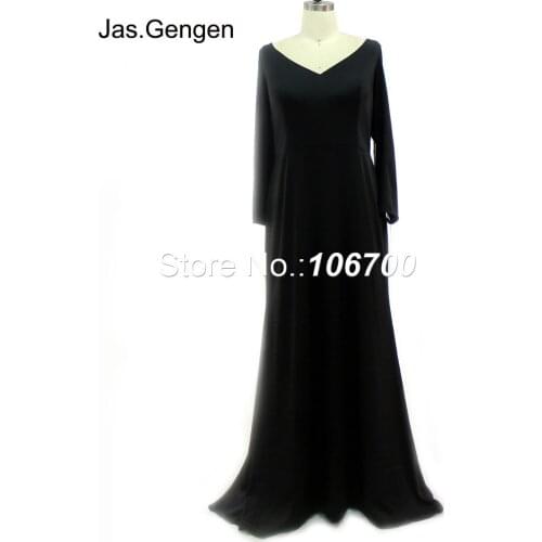 Real Photos Hand Made Crystal robe de soiree Evening Dress Mermaid V Neck Long Sleeves Silver Beads Chain Back New Prom Gowns