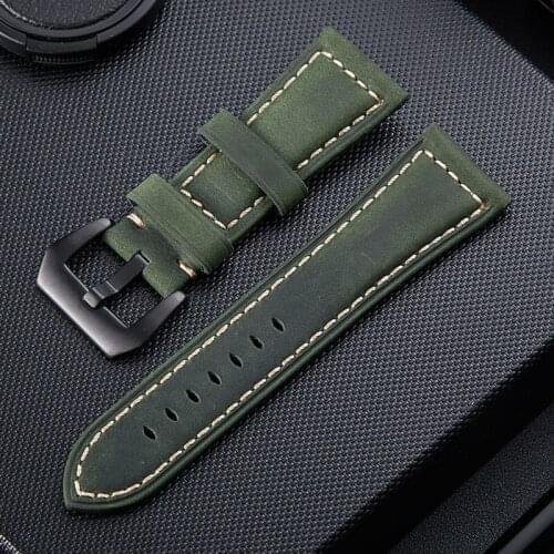 Handmade 4 Color Watch Accessories Vintage Genuine Crazy Horse Leather 20mm 22mm 24mm 26mm Watchband Watch Strap & Watch Band
