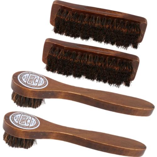 4PCS Wooden Handle Shoe Boots Cleaning Brush Cleaner Polish Applicator Shine