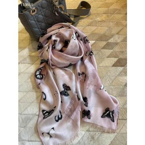 [SLKSCF] 200X110CM New Design printing long silk scarf butterfly silk scarves Muslim hijabs shawls neckerchief female