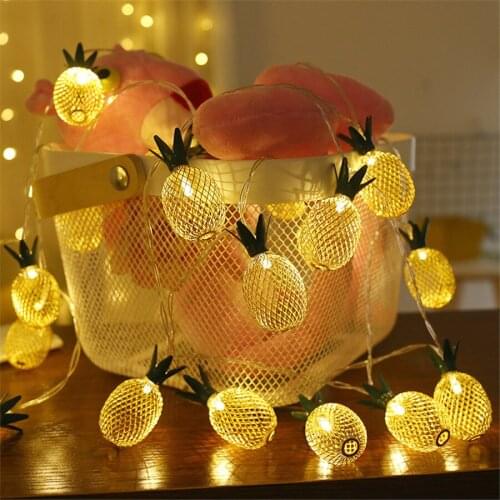 Thrisdar 5M 20LED Pineapple Fairy LED String Light 220V Metal Fruit Christmas Fairy String Light Birthday Party Wedding Decor