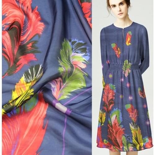 Feather design 100% pure silk chiffon silk fabric for dress and scarf,SCF115