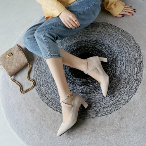 Big Size 9 10 11 12 13 14 15 16 17 ladies high heels women shoes woman pumps Pointed heavy-heeled single shoe