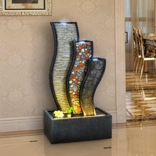 Living room floor decoration simple modern rockery water fountain, circulating water feature, Fengshui wheel water curtain humid