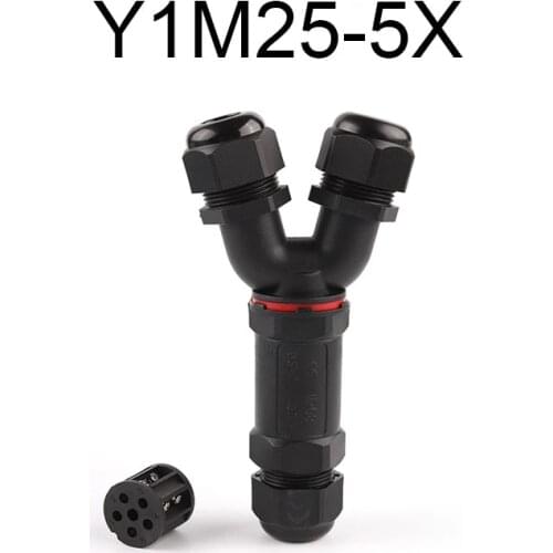 IP68 Waterproof Connector Y type 6-16mm 5 Pin Electrical Adapter Wire Connector Screw Pin connector LED Light Outdoor Connection