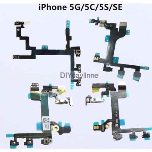 High Quality Power Flex for iPhone 5 5g 5s 5c SE Power Button Switch Flash Light Flex Cable Pre-installed Metal Bracket