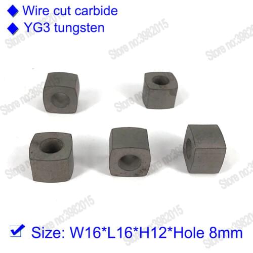 WEDM Tungsten Carbide Power Feed Contact Conductive Block W16*L16*H12*Hole8mm for EDM Wire Cutting Machine