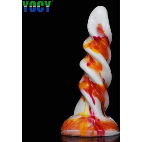 YOCY 2021 New Fantasy Sex Toy Silicone Dildo Anal Butt Plug Spiral Erotic Designs With Suction Cup Colorful Dicks