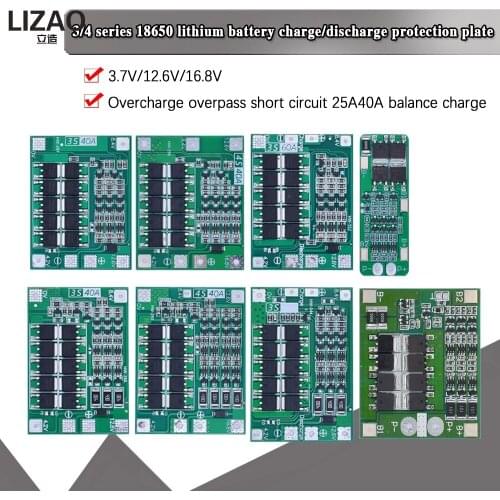 3S/4S 20 40A 60A Li-ion Lithium Battery Charger Protection Board 18650 BMS Drill Motor 11.1V 12.6V/14.8V 16.8V Enhance/Balance