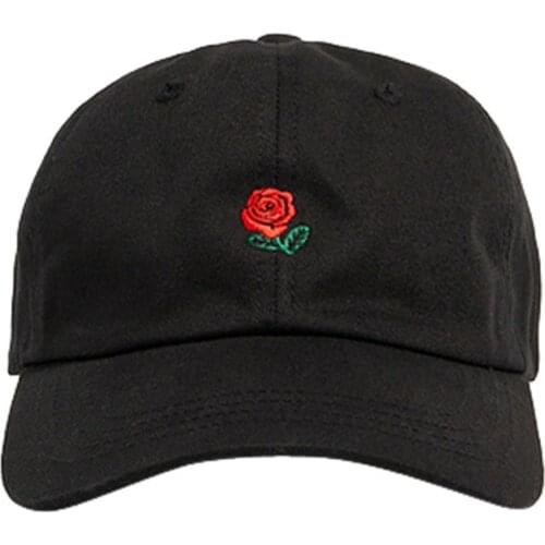 Woman Embroidery Cotton Baseball Cap Boys Girls Snapback Hip Hop Flat Hat Cotton Rose embroidered baseball cap fashion wild hat