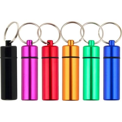1 pc Mini Portable key holder Pill Box Keychain Waterproof Aluminum Pill Case Bottle Drug Holder Container medicine box health