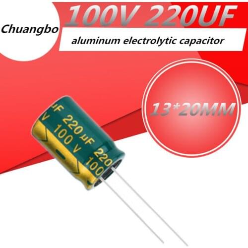 10pcs Higt quality 100V 220UF 13*20MM low ESR/impedance high frequency aluminum electrolytic capacitor 100V 220UF 13*20MM