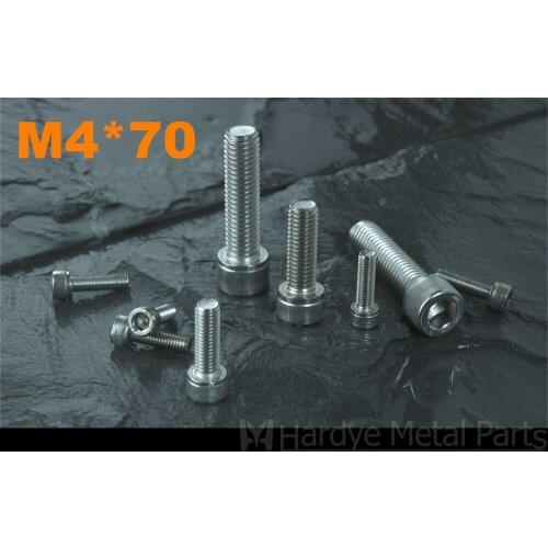 100pcs M4*70 Cylindrical head hex socket cap stripe screw Stainless steel DIN912 annular knurl round screw