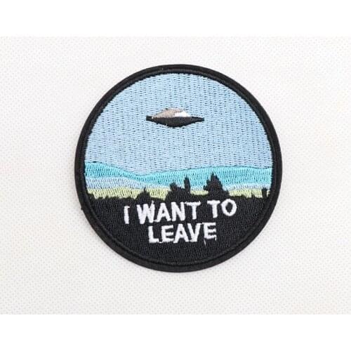2pcs/set UFO LOGY ASTRAL TRAVELER Spacecraft Cattle Alien UFO Cow Patches Iron On Or Sew Fabric Sticker For Clothes Badge Patch