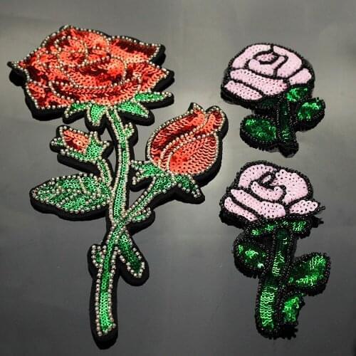 2PC/Lot Handmade Sequins Flower Rhinestone Applique Sew on Patch for Clothing Dress Diy Patches beaded applique sweater applique