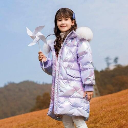 2021 -30 Russian Winter Coats for Girls Thick Clothes Snowsuit Jacket Waterproof Outwear Hooded Coat Teenager Kid Parka Jackets