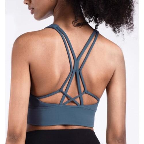 2021 High-strength Shockproof Nude Feeling Sports Bra Woman Underwear Hollow Backless Fitness Jogging Lulu Yoga Bra Crop Top