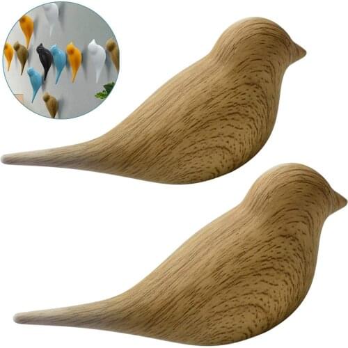 2PCSCreative Bird Shape Wall Hooks Home Decoration Storage Resin Wood Grain Storage Rack Bedroom Door After Coat Hat Hanger Hook