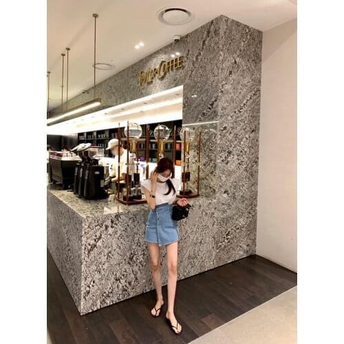 Design feeling irregular skirt skirt high waist show thin A - line denim skirt