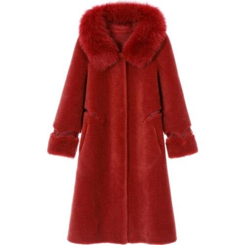 Haining particles sheared sheep long coat whom the new fox fur fur compound fur coat