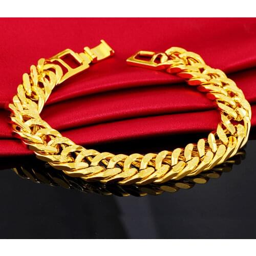 Classical 24K Yellow Gold Bracelet For Women Men 12mm Rope Shape Hand Chain Bracelet Birthday Anniversary Fine Jewelry Gifts