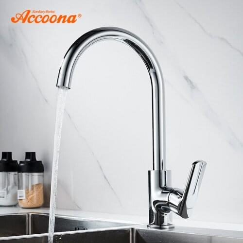 Accoona Kitchen Faucet Classic Chrome Hot and Cold Water Sink Mixer Tap Faucets for Kitchen Taps A45115