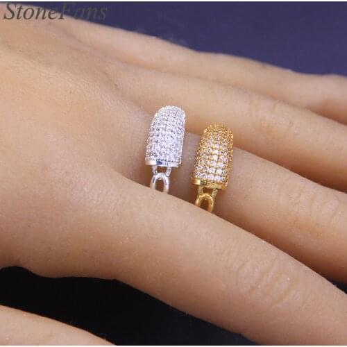 Stonefans Trendy Stretchable Mosaic Crystal Ring for Women Men Stainless Steel Open Metal Rings Jewelry Accessories Wholesale