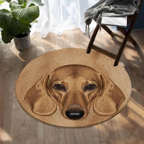 Fashion Pet Dog Round Carpet 3D Animal Pug Soft Area Rugs Bulldog Non-slip Floor Mat Cute Round Carpet-1
