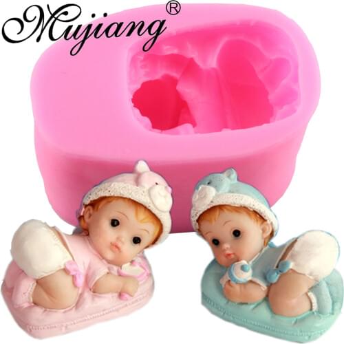 Mujiang Baby Boy Girl Making Candy Chocolate Fondant Silicone Molds Party Cake Decorating Tools 3D Craft Clay Soap Candle Moulds