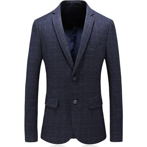 2019 New Arrival Mens Single Breasted Casual Business Blazer Coat Mens Fashion Classic High Quality Plaid Blazer Men Jacket