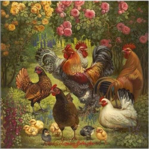 Needlework for embroidery DIY DMC High Quality - Counted Cross Stitch Kits 14 ct Oil painting - Group of Chickens