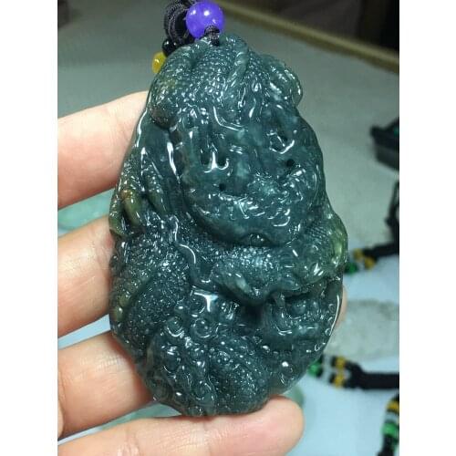 Natural Myanmar jade A HandCarved dragon jadeite jade green jade pendant jade necklace pendants jewelry necklaces