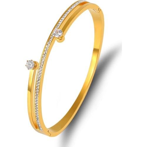 2021 New European Design Cubic Zirconia Bangles For Women Brand Bridal Accessory Fashion Lovers Bangles Couple Classic Bijoux