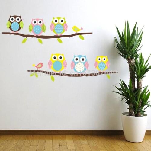 New hot selling home owls on tree wall stickers for kids rooms decorative adesivo de parede pvc wall decal New Arrival ZY1020