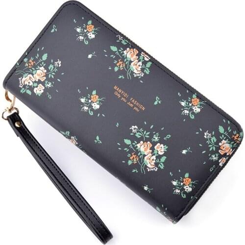 New Ladies Wallet Women Double Zipper Clutch Bag Long Print Large Capacity Double Wallet Mobile Phone Small Bag purse