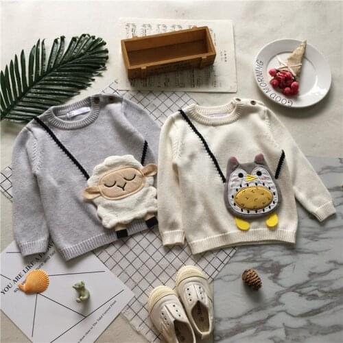 Tonytaobaby Fall and Winter Clothes New Style Baby Girls Small Sheep with Owl Handmade Pure Cotton Sweater