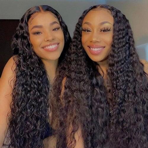 Human Hair Curly Wigs Transparent T Part Lace Wig 13x1 Indian Water Wave Hair Wig Pre Plucked 4x4 Lace Closure For Women