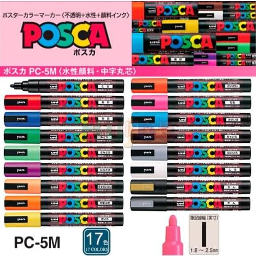 POSCA PC-5M POP Poster Water-based Advertising Pen, Graffiti Marker,1.8-2.5mm Pen Head Single Package,Portable Art Supplies