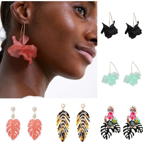 ZA Multicolored Fashion Resin Flower Earrings New Bohemia Petal Dangle Earrings Jewelry Accessories For Women Ear Rings Gift