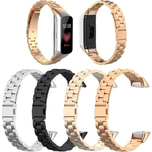 Wristband Metal 3 Row Beads Bracelet Strap Belt Durable Moderate Softness Comfortable for Samsung Galaxy Fit SM-R370