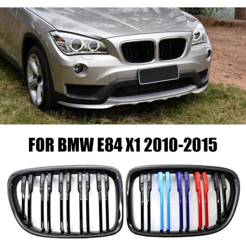 Kidney Grille Grill Double Slat Replacement Kidney Grills Gloss Black M Color Double Slats for BMW E84 X1 10-15