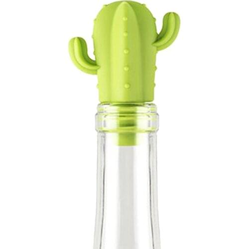 Cute Cactus Silicone Wine Bottle Stopper Anti-Leakage Plug Glass Marker Set Family Bar Preservation Tools, Creative Barware