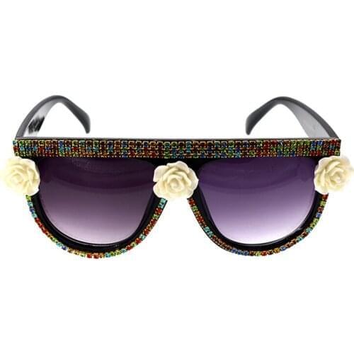 Hot Sale High quality Vintage baroque flower women Sunglasses fashion brand designer elegant Ladies Retro Sunglasses