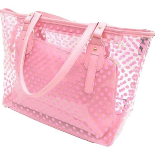 2Pcs/Set Women Transparent Composite Polka Dot Print Party Bucket Bag Jelly Bag Shoulder Pouch Handbag Tote сумка женская