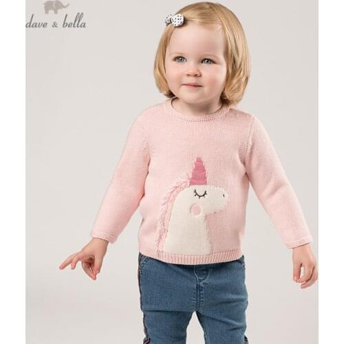DB11427 dave bella winter cute baby girls Christmas cartoon knitted sweater kids fashion pullover toddler boutique tops