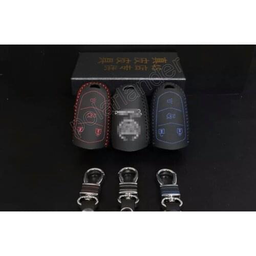 Only Red Leather Car Key Case 2015 New Arrival Hand Sewing Car Key Cover for CADILLAC ATSLCT SRX XTSS