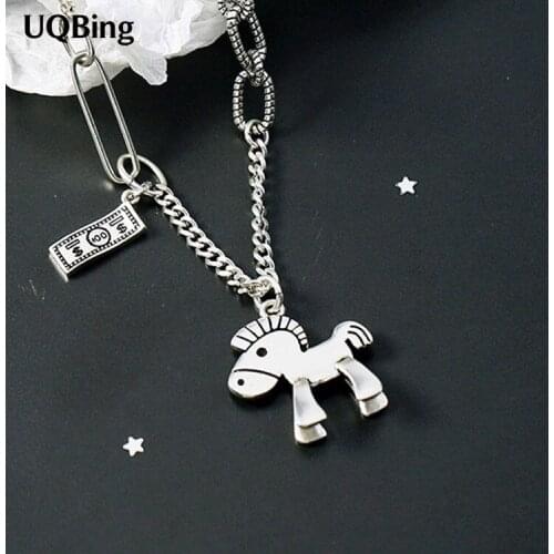 Vintage 925 Sterling Silver Horse Rich Money Women Pendant Necklaces Drop Shipping