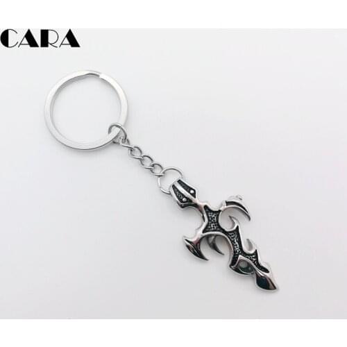 2019 New arrival Cross key chains Vintage silver color 316L stainless steel Frame cross hanging charms keychains rings CARA0531